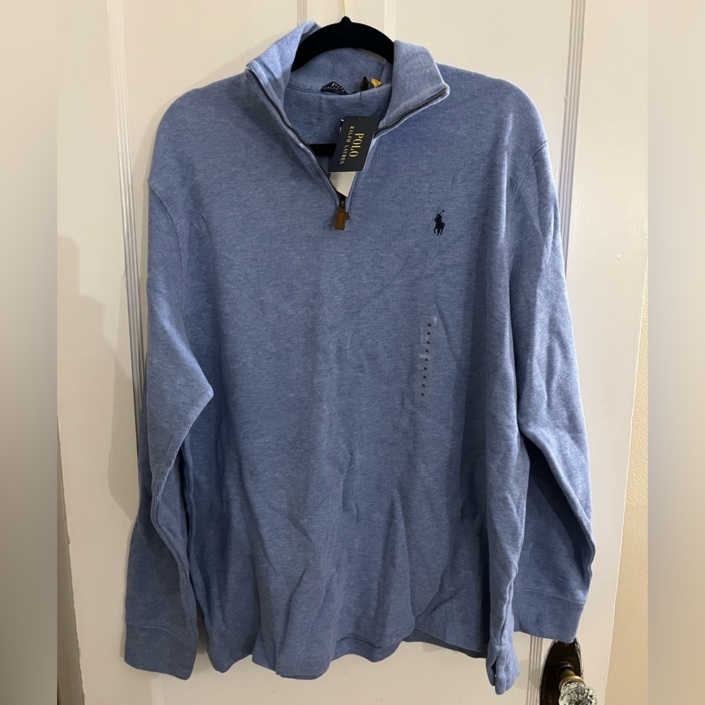 Polo Ralph Lauren Light Blue Quarter Zip Sweater - Size XL